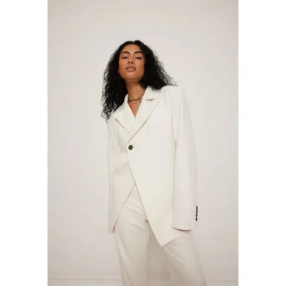 Na-Kd Jackets Coats Nakd One Button Detail Oversized White